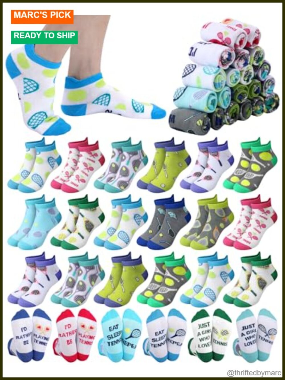 20 Pairs Tennis Ankle Socks Polyester Cotton Pull Tab Low Cut Novelty